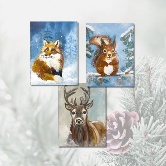 Tiere im Winter - Postkartenset - 3 Stk.