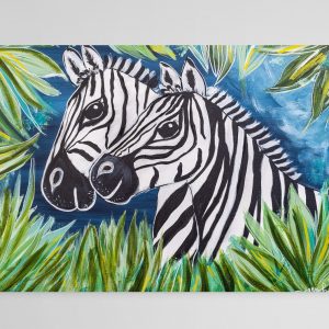 Originalbild 70x50 cm - Zebras im Grünen