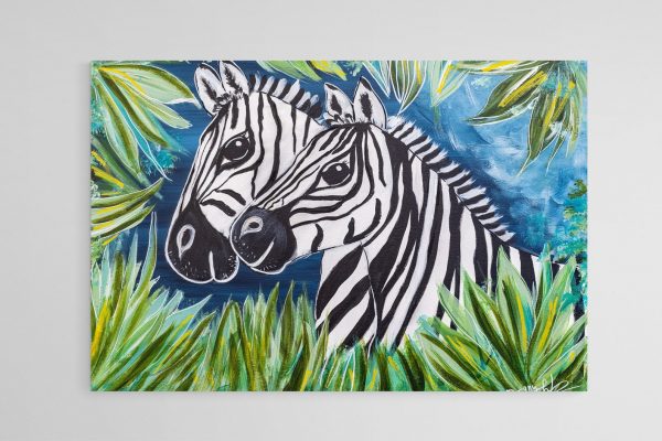 Originalbild 70x50 cm - Zebras im Grünen