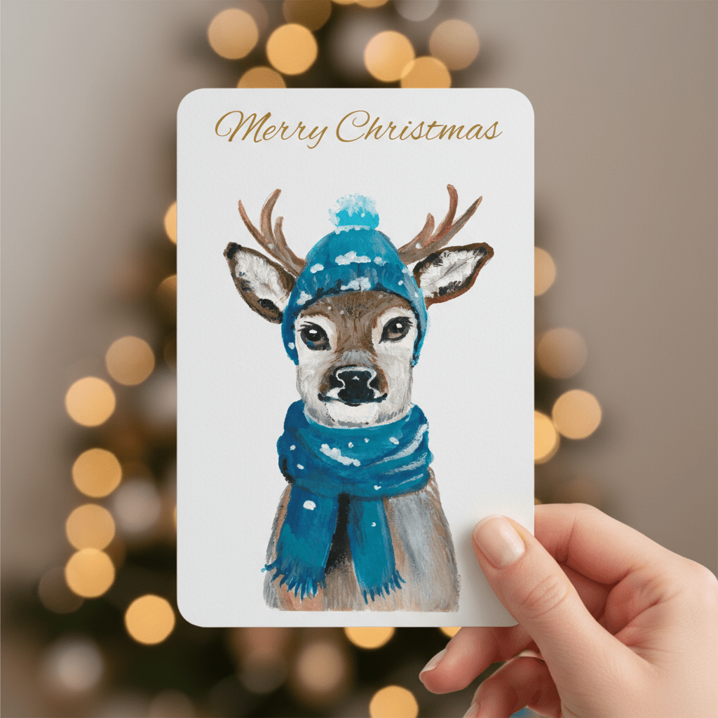 Postkarte | Reh im Winter