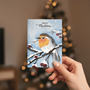 Postkarte | Rotkehlchen - Merry Christmas