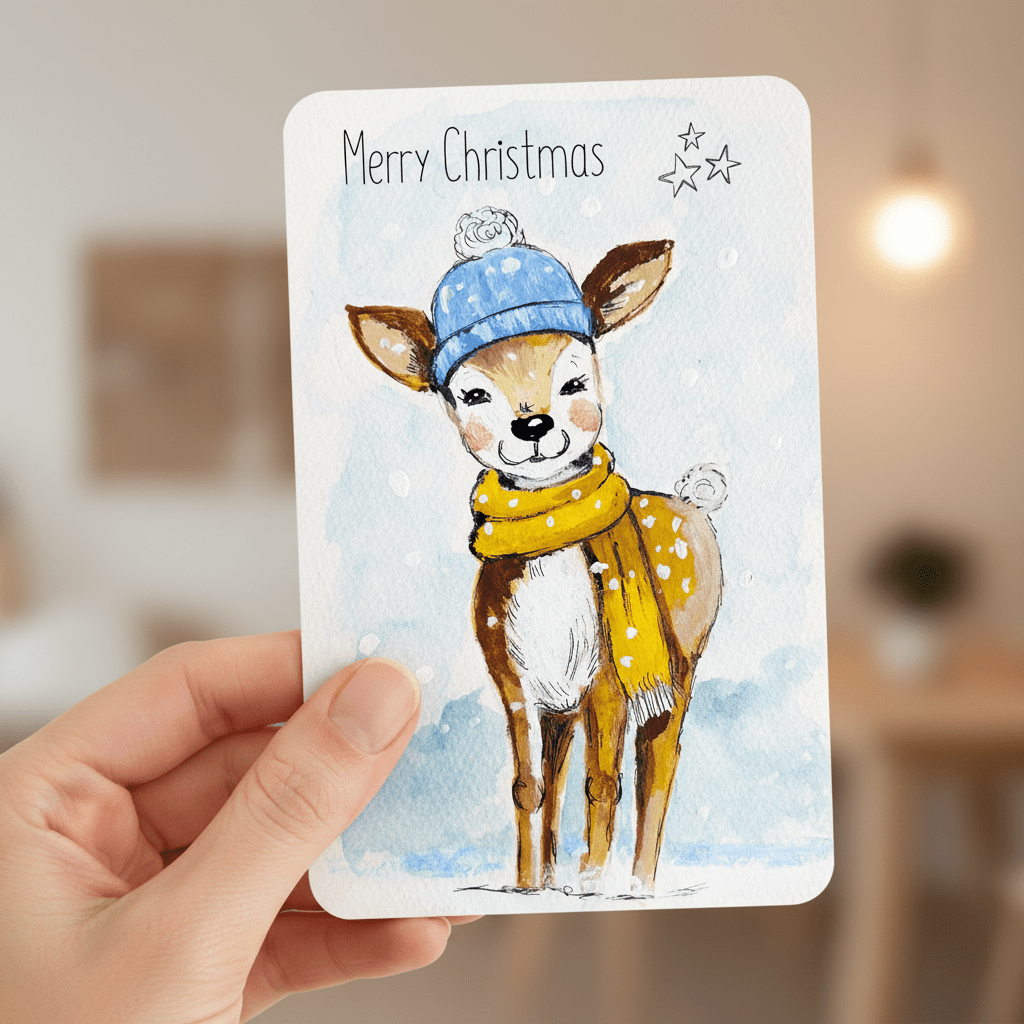 Mini Postkarte | Merry Christmas - Reh – Bild 2