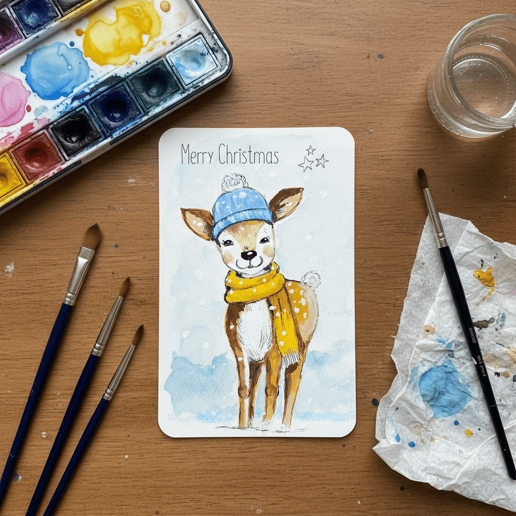 Mini Postkarte | Merry Christmas - Reh – Bild 3