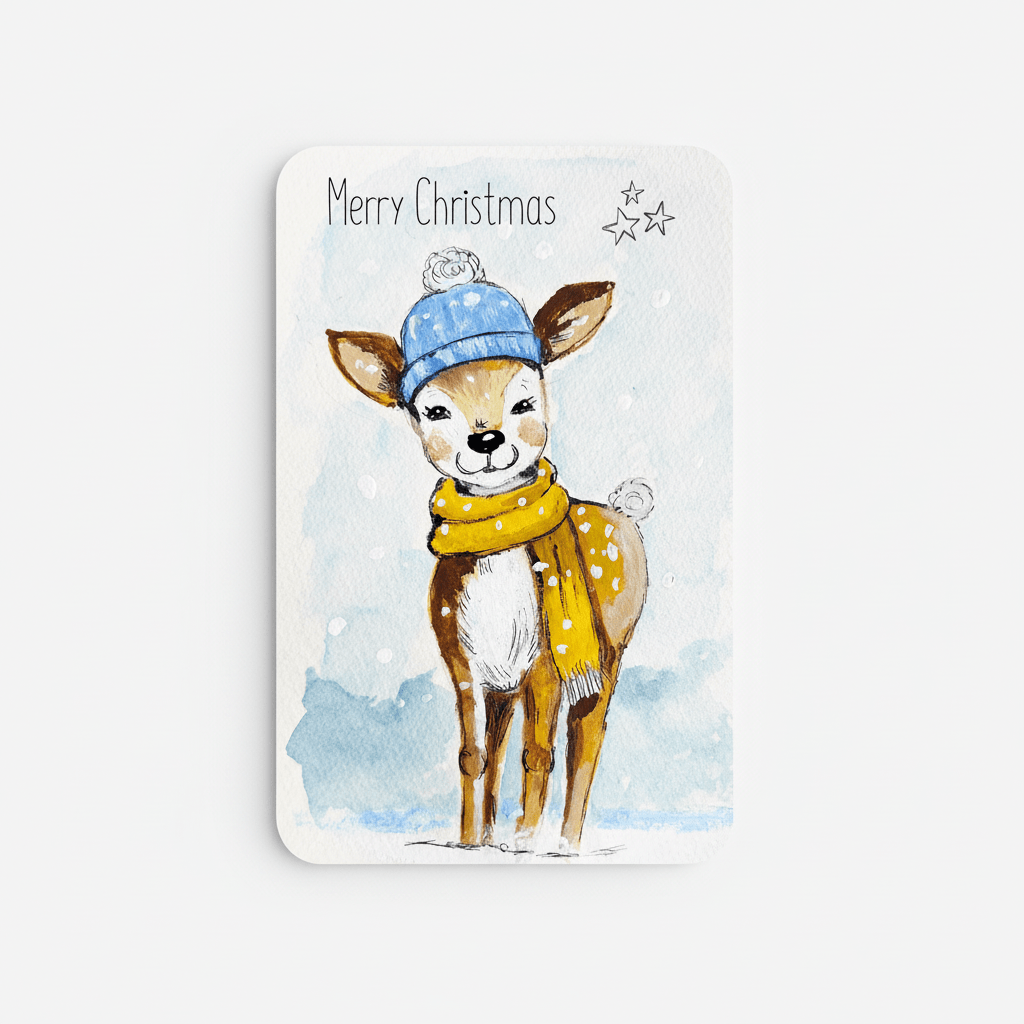 Mini Postkarte | Merry Christmas - Reh